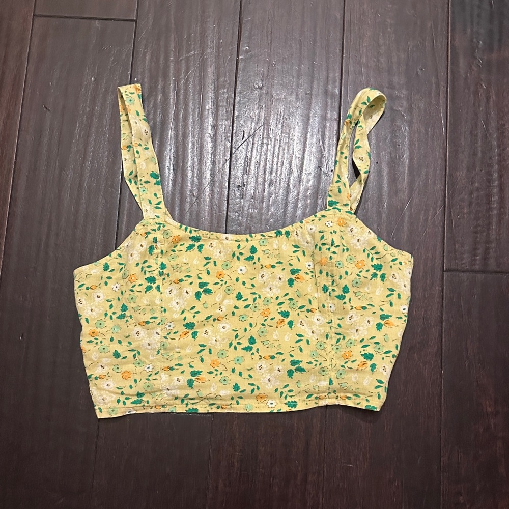 Aerie Yellow Floral Crop Top